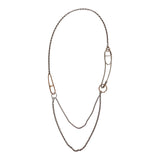 Hermes Chain D'ancre Punk Long Double Necklace Silver and Rose Gold