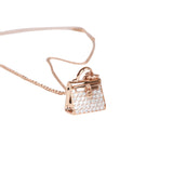 Hermes Kelly Amulettes Pendant Necklace Diamonds & 18k Rose Gold
